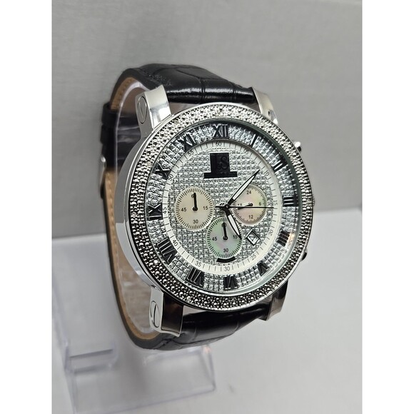 Joshua And Sons JS-28-01 Chronograph Quartz Watch Diamond Bezel Date New Battery - Picture 3 of 13